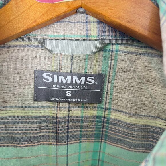 Simms Womens Small Green Plaid Long Sleeve Ruby River Shirt Snap Button Top - Picture 5 of 12